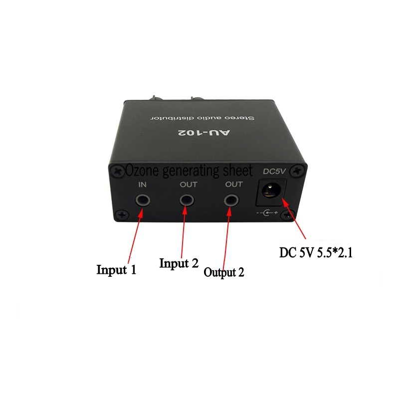 AU-102 1 Input 2 Output Stereo Music Audio Signal Pre-amplifier Amp Headphone Amplifier Board Gain 3.5MM Volume Control Tone