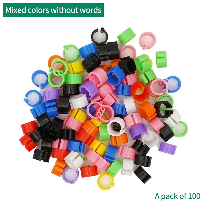 100Pcs 11Colors Birds Feet Rings Inner Diameter 8Mm Width 7Mm Plastic Clip Ring Pigeon Dove Quail Foot Ring Farm Animal Carrier: MULTI
