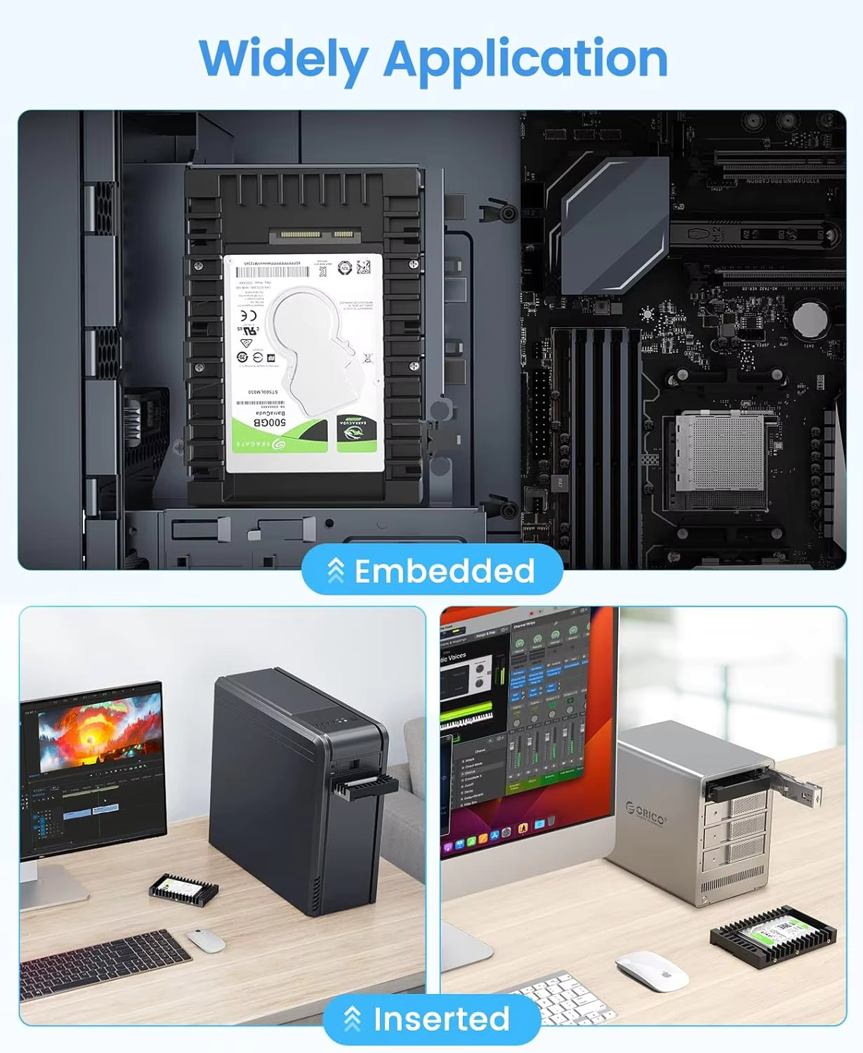ORICO-Hard Drive Caddy Supporto SATA 3.0 Supporto HDD e SSD 2.5 In 7mm 9.5mm 12.5mm Accessori per computer