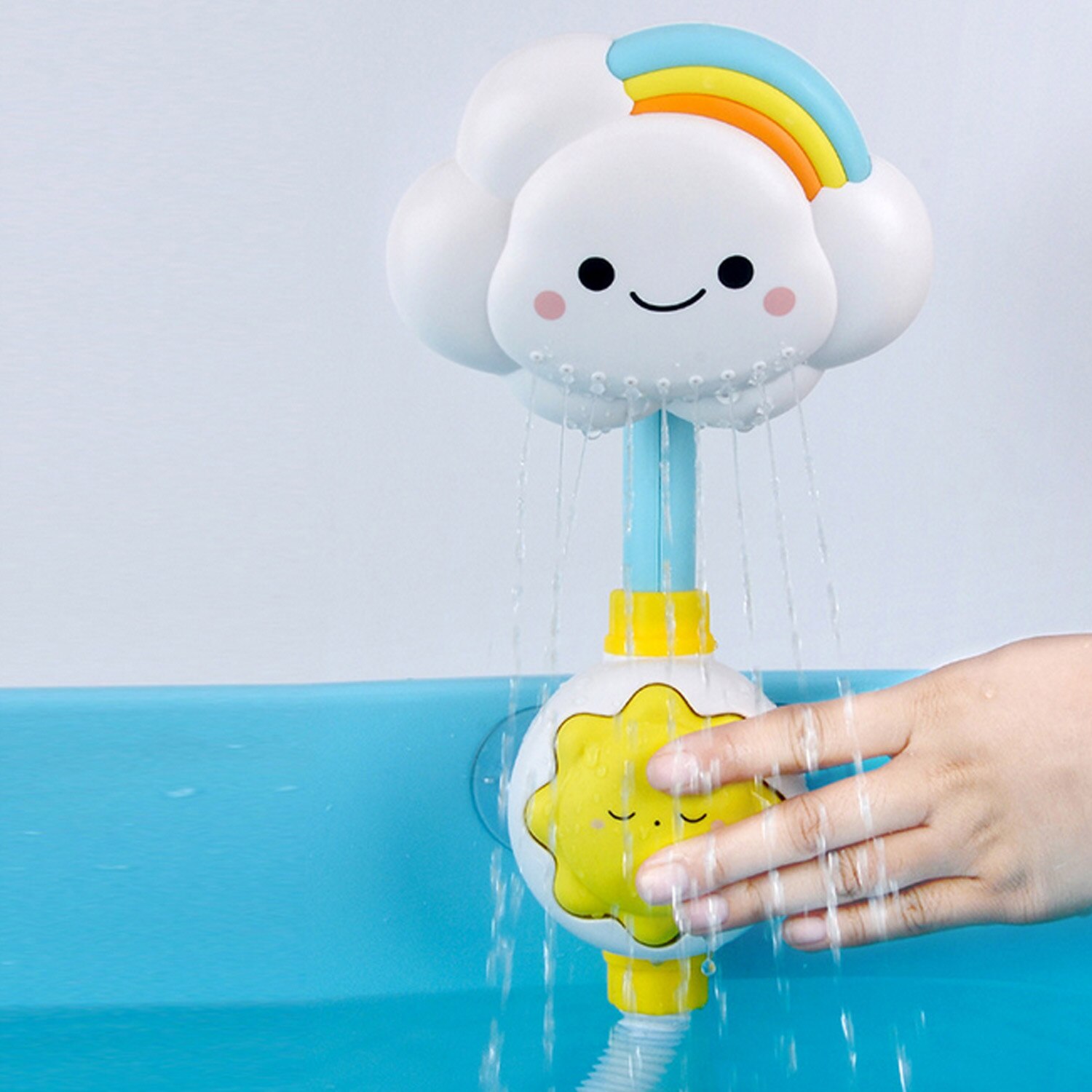 Baby Bath Toys Cloud Shape Bathtub Faucet Shower Head Bathing Watering Sprayer with Spouts Suckers for Kids Infants