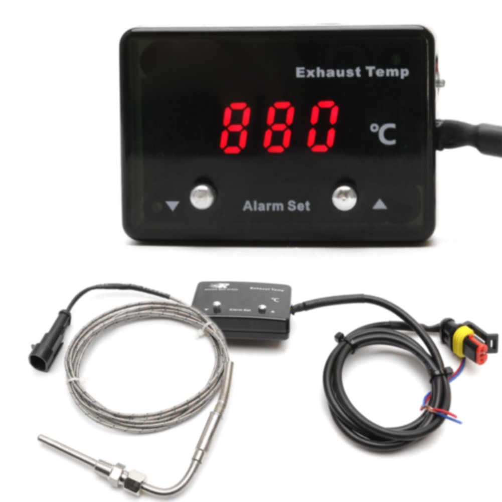 Pantalla Digital LED pirómetro medidor de temperatura de escape motocicletas coche modificado Indicador de Gas con Sensor de Metal accesorios coloridos