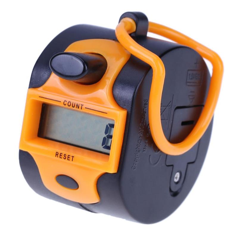 Portable 5 Digit Display Electronic Counter Hand LCD Screen Held Tally Counter Finger Mini Handheld Clicker People Counte Meter: Orange