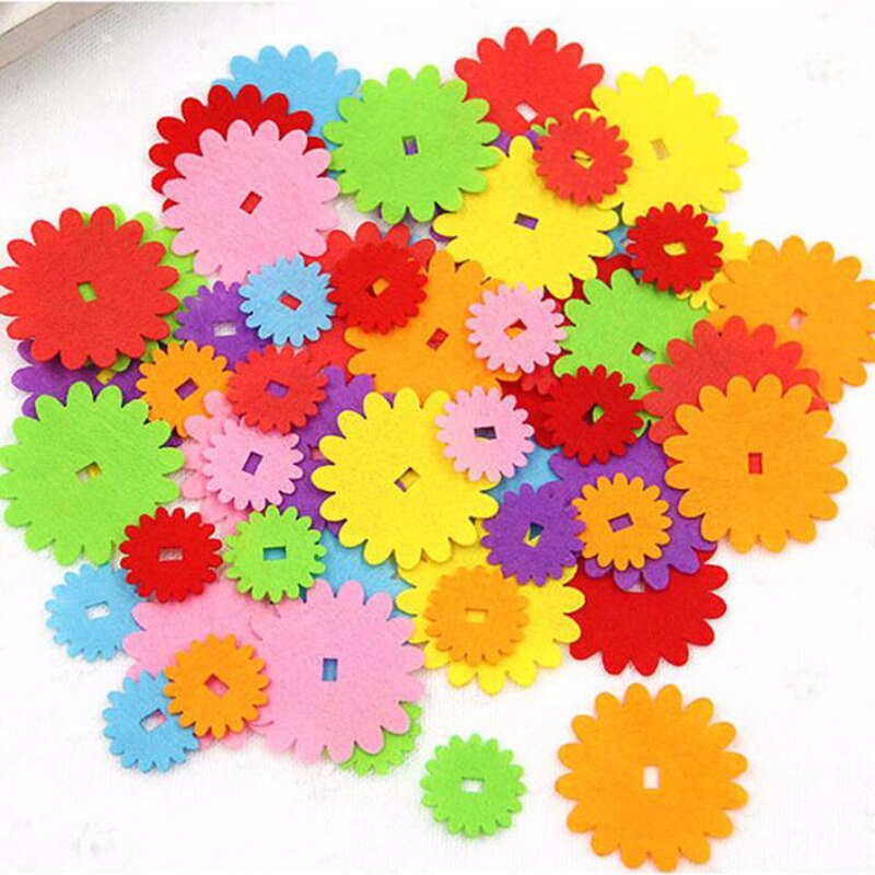 Manualidades de fieltro DIY para niños, apliques de corte de flores y pétalos de fieltro para álbum de recortes, decoración del hogar, accesorios de costura, paquete DIY para niños