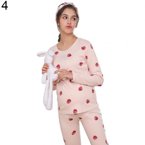 Conjunto de pijama de Enfermería de maternidad de animales de dibujos animados pantalones de lactancia materna de manga larga fácil de amamantar para niños: XL 4