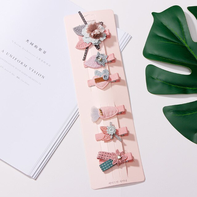 6 pz/impostato per Bambini bella Ragazze stella Animale Capelli Della Principessa Pinze Accessori per Capelli Carino Bambini Del Fiore Del Merletto Barrette Forcelle: 8