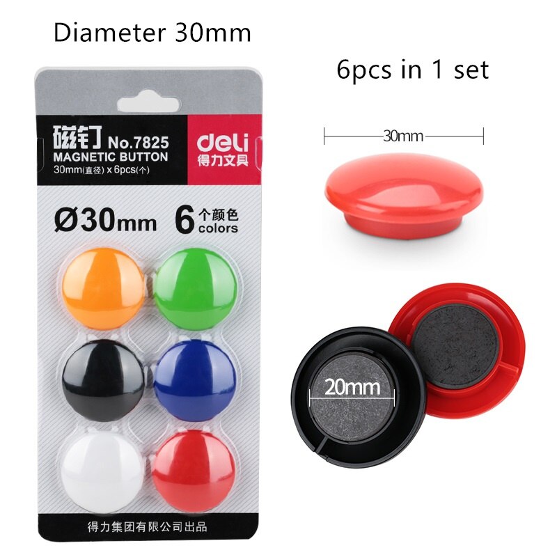 Botón magnético clásico para pizarra blanca, alfiler magnético para nevera de 15mm/17mm/20mm/30mm/40mm, suministros escolares y de oficina, H6699: 30mm