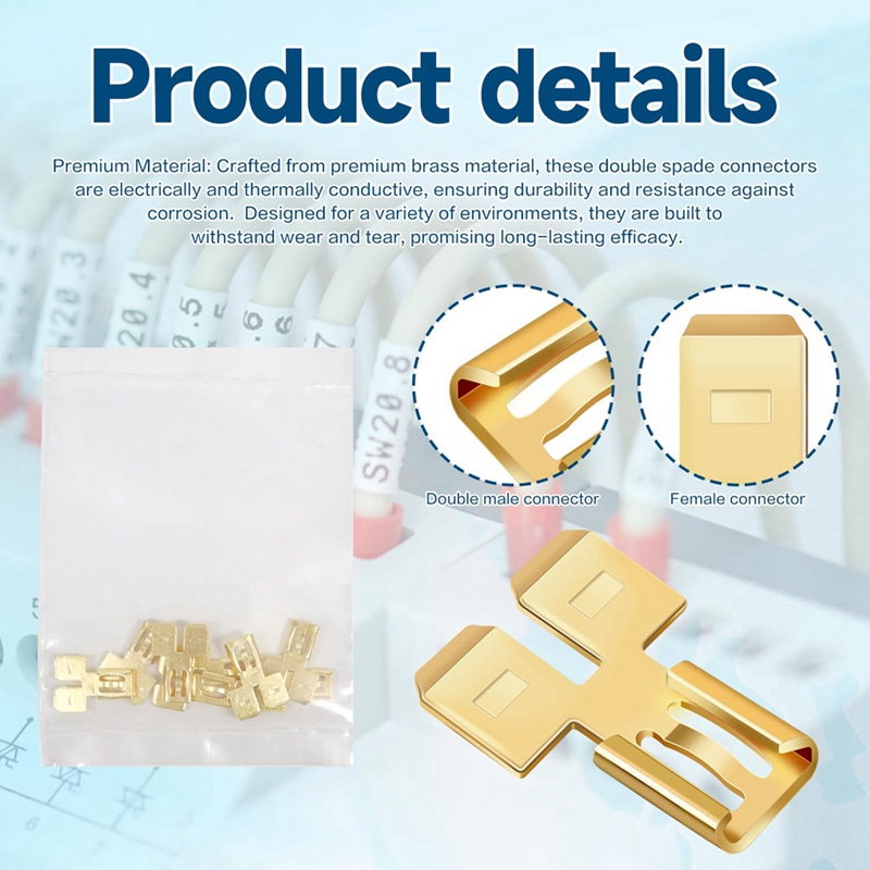 30Pcs Connector Quick Disconnect Electrical Double Piggyback Spade Spade Connector Terminal Way Wire Double Piggyback