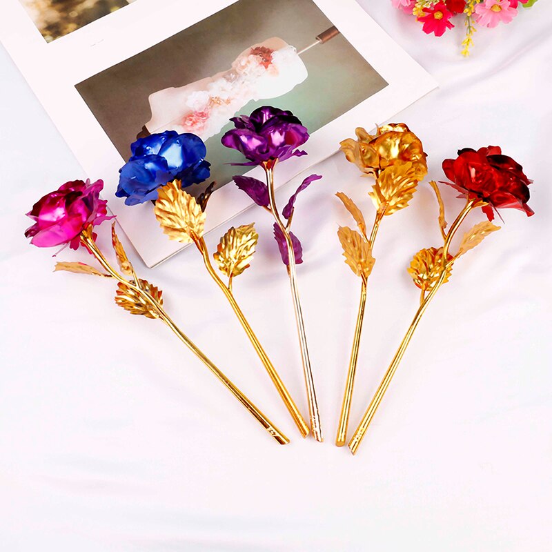 24k folie forgyldt rose guld rose bryllupsdekoration blomst valentinsdag elskers rose kunstig guld / lilla / rød / blå / rose