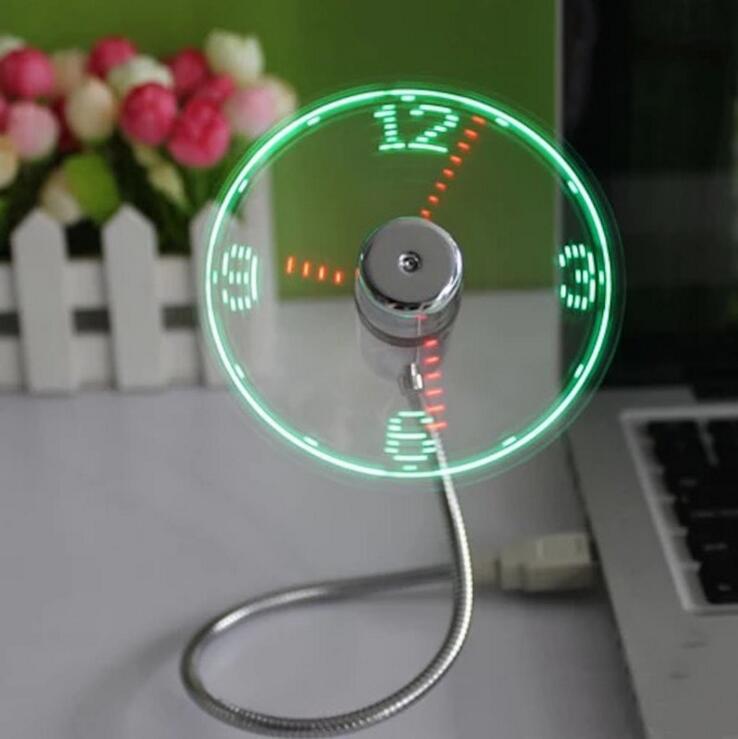 Mini flexibele LED USB klok fan horloge desk cooling temperatuur verstelbare display ventilator voor PC laptop desktop