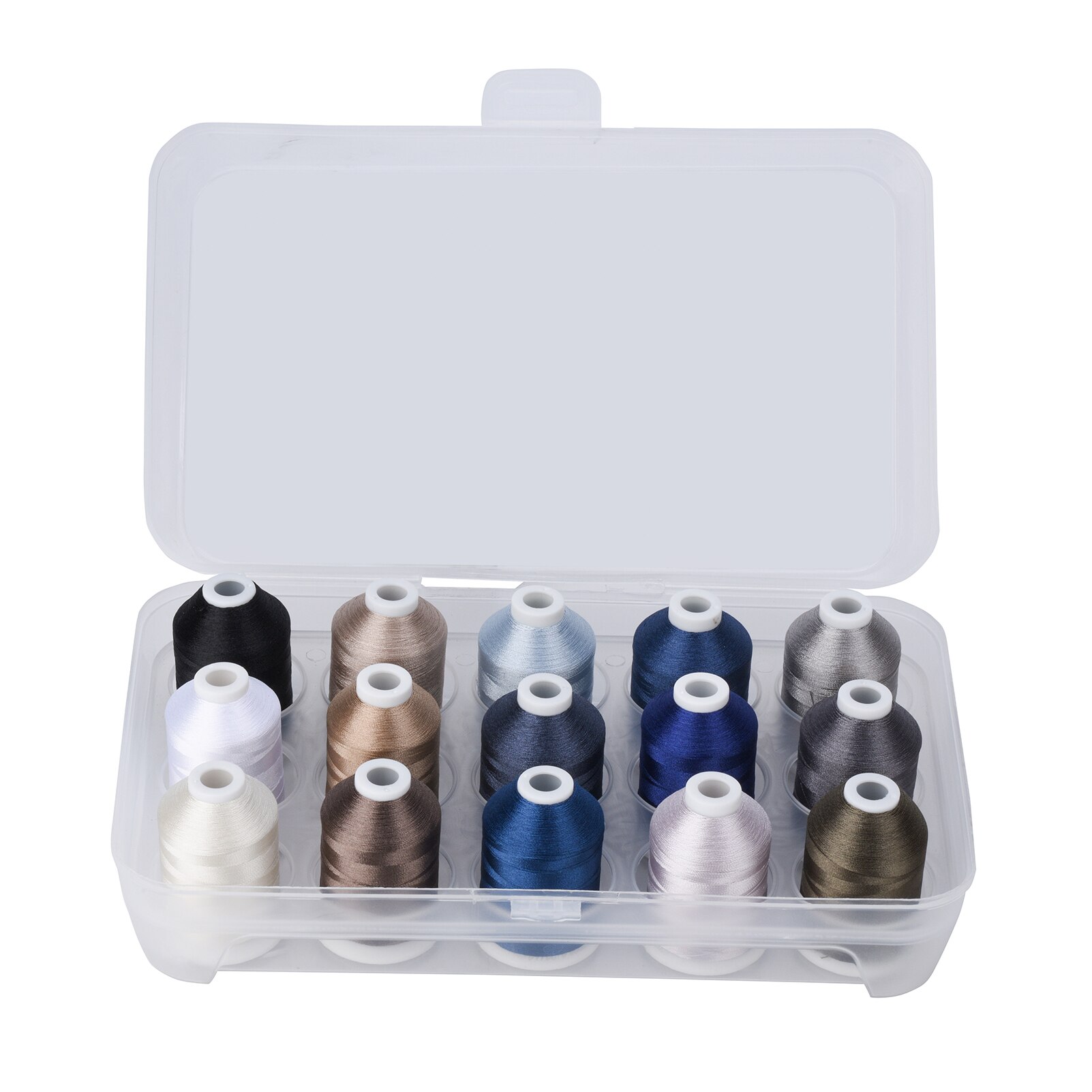 Simthread-kit de costura para máquina de bordar, 6 opções, 15 peças de linha de poliéster, costura: Cinza claro