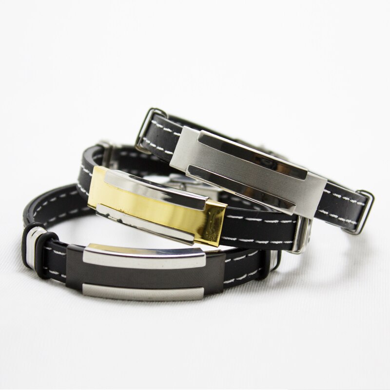 Cool Heren Sport Armband Rvs Silicone Armbanden Lijn Mannen Accessoires Sieraden Rubber Armband