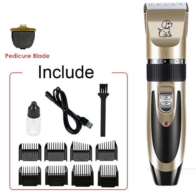 Electrical Pet Clipper Grooming Kit Rechargeable Animals Hair Cutting Machine Pet Cat Dog Hair Trimmer Shaver Set: With pediblades