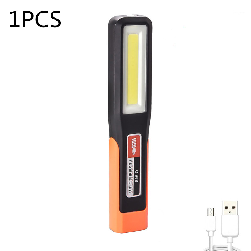 3 stk kraftige kolbe ledet-arbeidslys garasjemekanikerlampe usb-oppladbar lommelykt magnetisk lommelykt nødlys varsellys: Blå