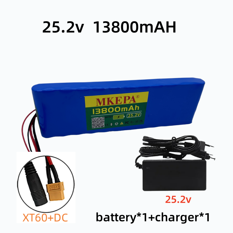 6 s 2p 25.2 v 13000 mah 18650 litiumionbatteri 24v 13800 mah litiumionbatteri, egnet for sykkel-/scooterbatterier: Oransje