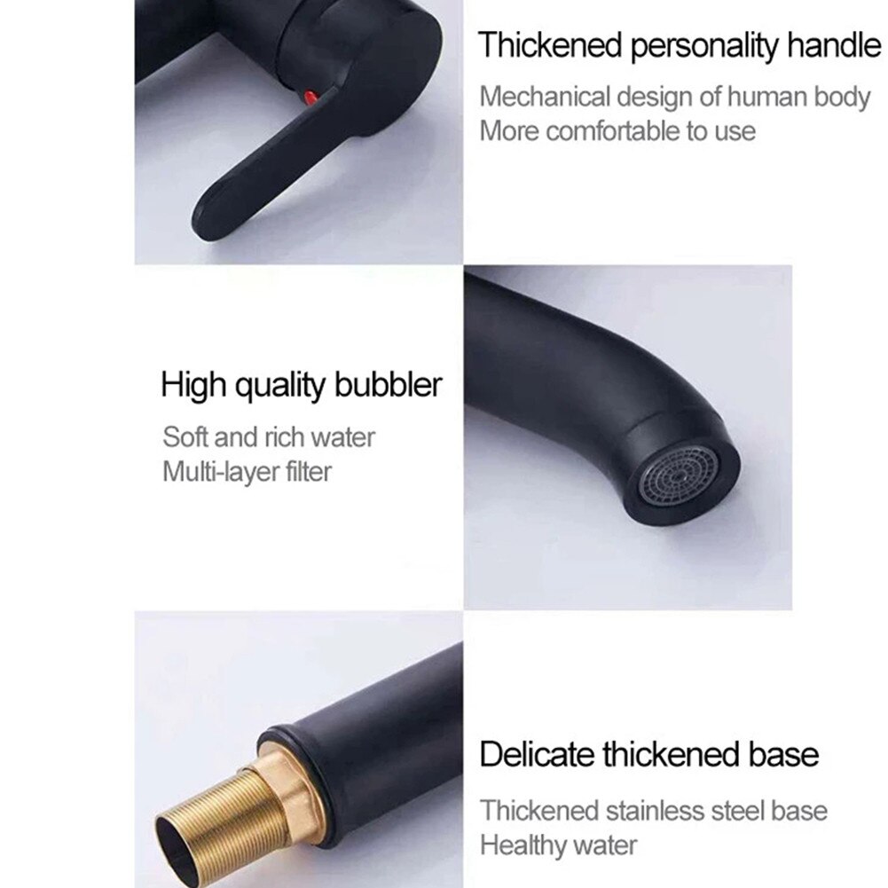 Classic Basin Faucet Included The 60cm Hose Black Cold And Water Mixer Convenient Bathroom Stainless Steel Sink Faucet