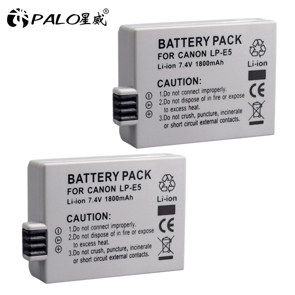 Palo 1-4Pcs Lp-e5 Lp E5 Camera Batterij + LPE5 Batterij Lcd Dual Slot Usb Oplader Voor Canon eos 450D 500D 1000D Kus X3 F Xsi Camera: 2pcs battery