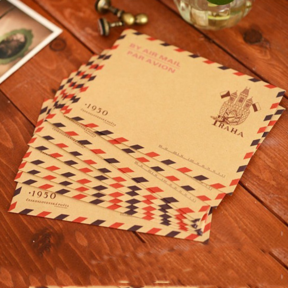 10pcs Kraft Paper Envelopes Letter Paper Cover Greeting Invitation Postcards Cover Message Note Bag Office School Stationery