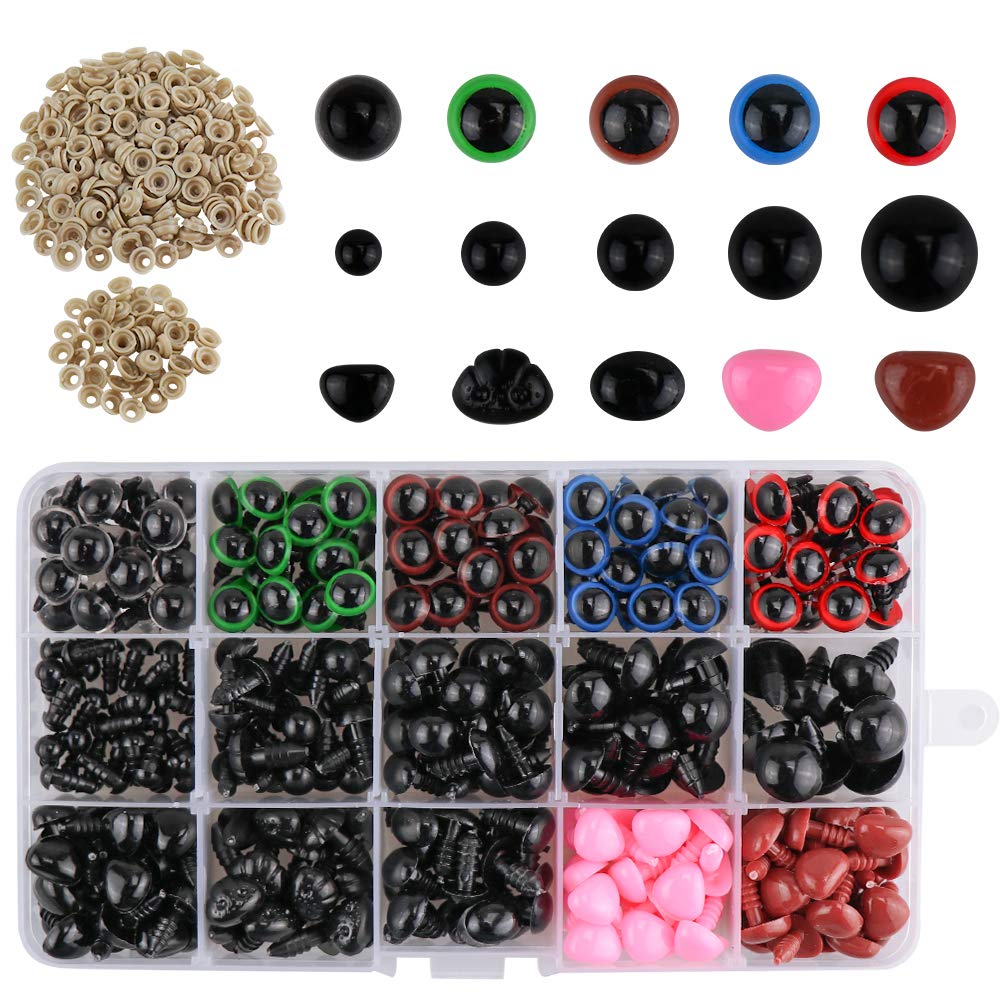 608pcs occhi naso per artigianato fai da te bambole giocattoli fatti a mano accessori Mix colore bambini fai da te giocattolo fatto a mano accessori occhi di plastica