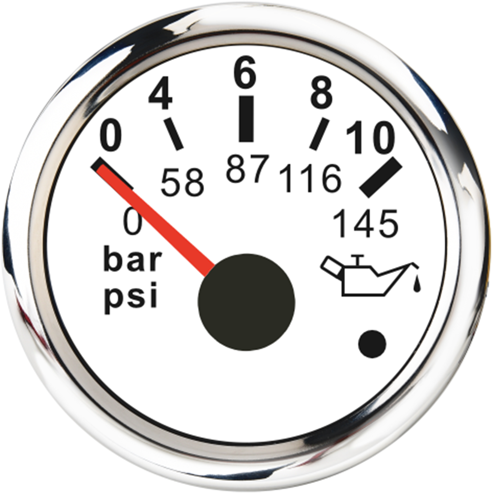 Manómetro de presión de aceite para coche, Sensor de mesa métrica, medidor de presión de aceite de 12V para camión, barco con alarma, 52mm, 2 pulgadas, 0 ~ 10 Bar, 0-145 PSI: White 10 BAR