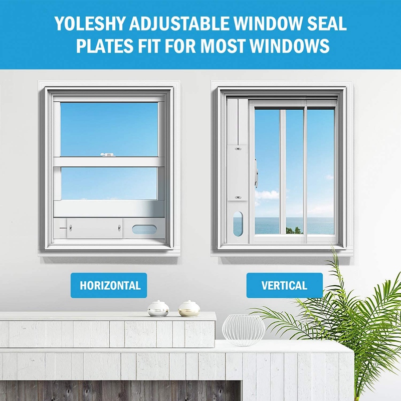 Kit de ventana de aire acondicionado con acoplador, sello de ventana ajustable para unidad de CA, Kit de ventilación de CA deslizante para manguera de escape