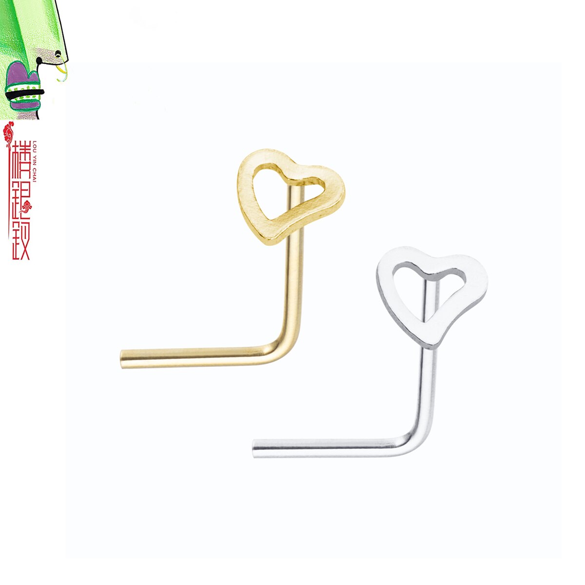 nose piercing neuspiercing zilver 925 lichaam sieraden 925 Sterling Zilveren L Vorm Hollow Hart Neus Studs Neus Piercing Sieraden Pircing Nez Piercing Nariz Plata