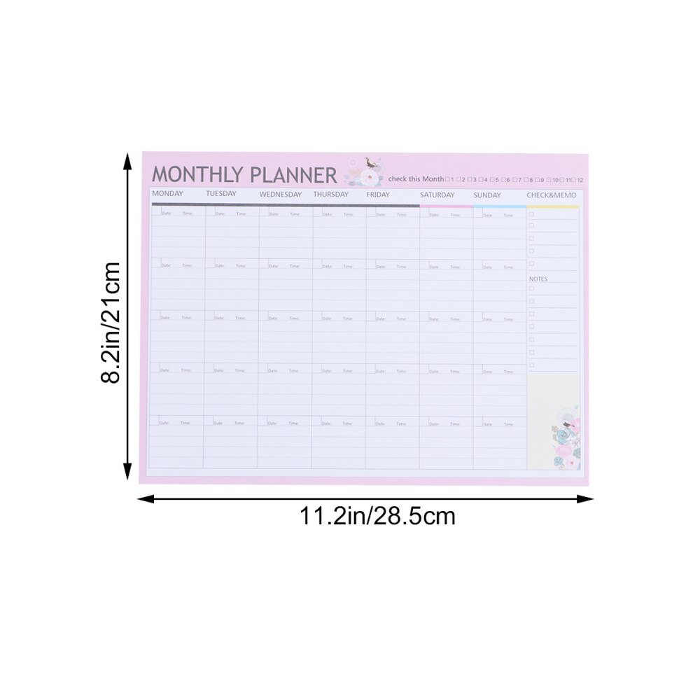 20 Sheets Monthly Planner Calendar Schedule Organizer Agenda Schedule Organizer Notebook (Pink Green Mixed)