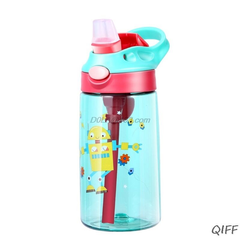 480ml søte baby vann kopp lekkasjesikker flaske med strå lokk barn skole utendørs sport kul drikke flaske trening cup: 2