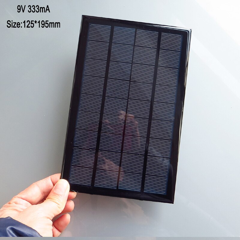 Panneau solaire 6V 9V 18V, Mini système solaire filaire, bricolage pour batterie, chargeur de téléphone portable, cellules solaires 2W 3W 4.5W 6W 10W: 9V 3W