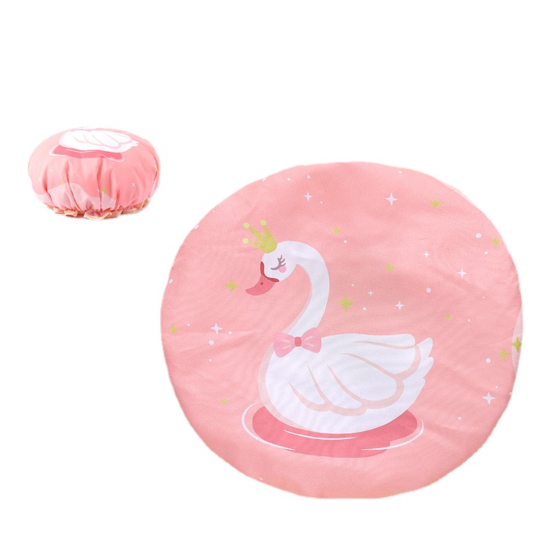 Cute Double Layer Bath Caps Waterproof Silk Head Wrap Hair Cover Lampblack Soot Resistant Shower Caps Satin Bonnet Breathable