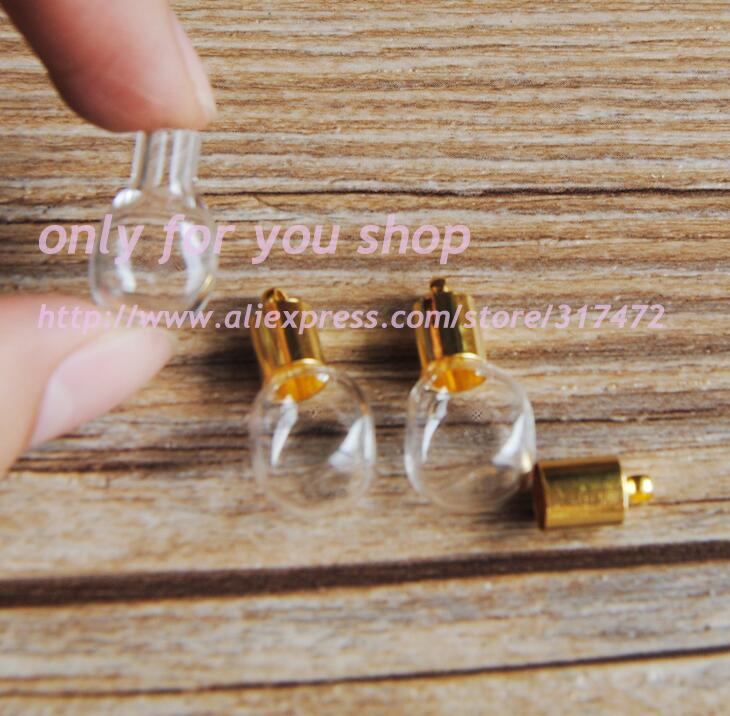 XCDIY 5set/lot 5mm inner diameter glass Vial Pendant gold metal cap DIY miniature glass vial pendant wish bottle: Black Zinc Plated