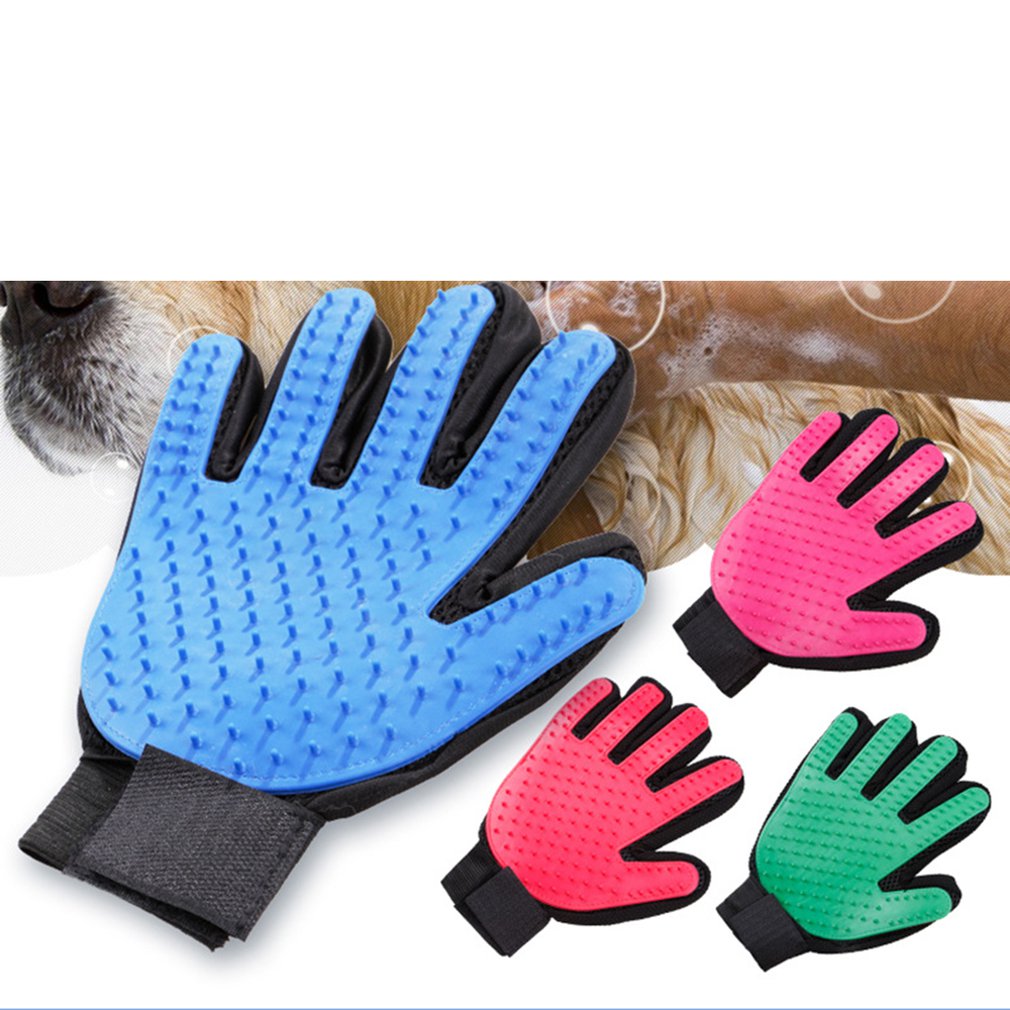 Guante de aseo para mascotas, guantes para depilación, guante para el pelo, guante mágico para eliminar el vello, guante para el cuidado del cabello azul