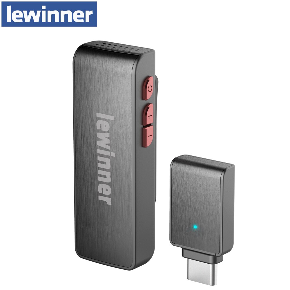 Lewinner Wireless Lavalier Microphone with Charging Case 2.4GHz Lapel Mic for iPhone/iPad/Android/Computer/Laptop for Vlog Live