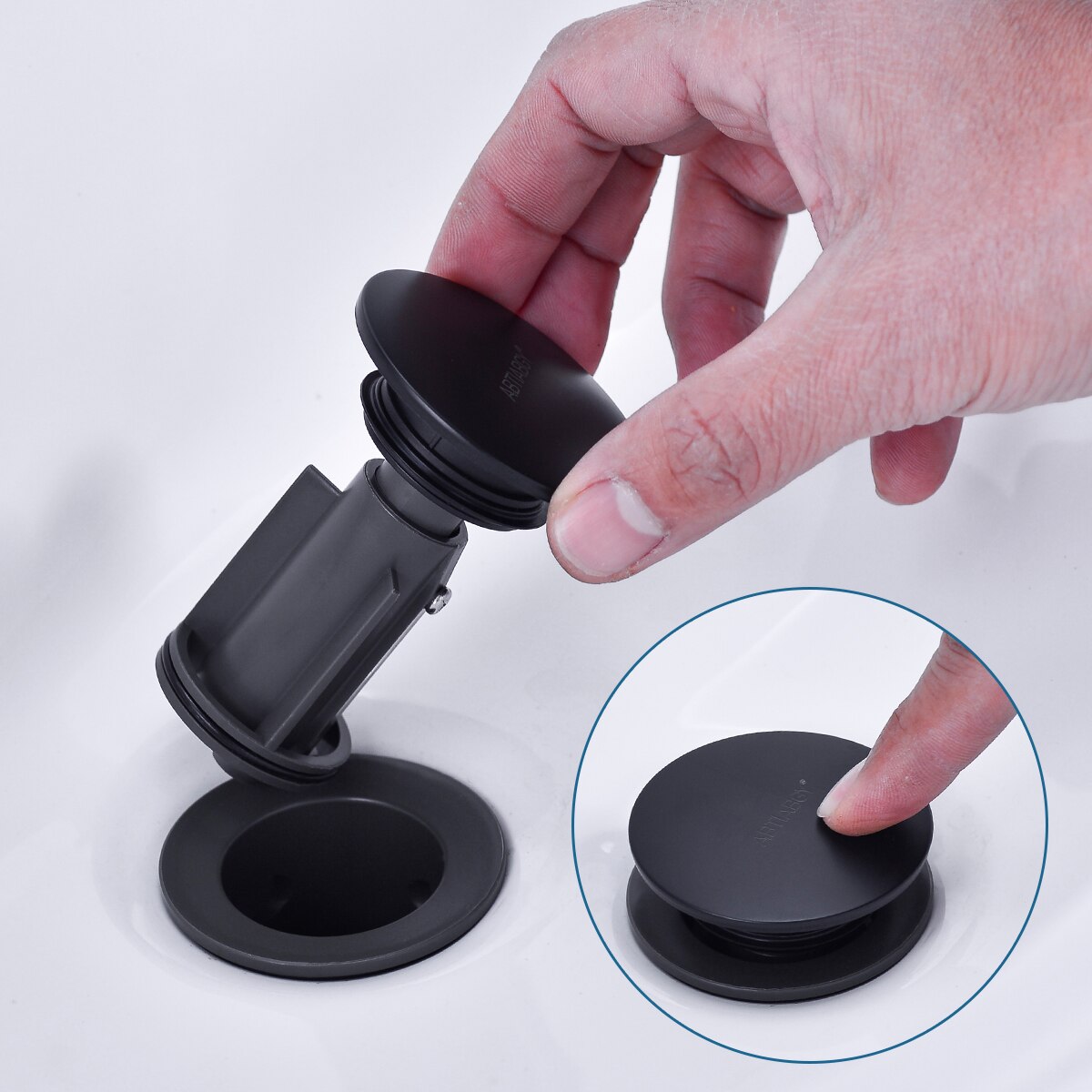 Bathroom Faucet Vessel Vanity Sink Pop Up Drain Stopper with Overflow Black Lavatory Basin Sink Pop Up Drain Waste Drainer