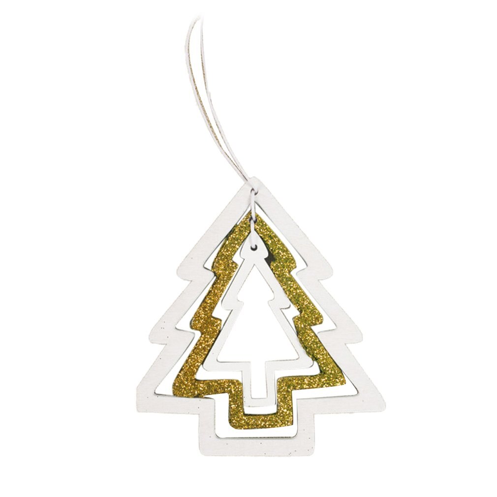 Christmas Wooden Gold Powder Ring Christmas Tree Decoration Pendant Ornaments Family Closet Wooden Sign: JD1769009