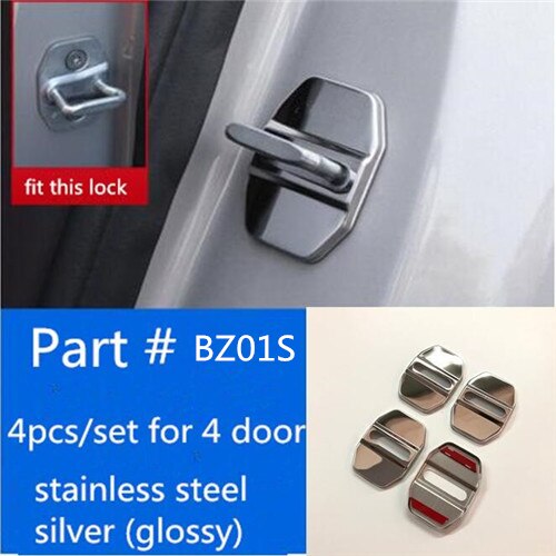 4 unids/set de cubierta de protección de cerradura de puerta de acero inoxidable, carcasa anticorrosiva para Benz Serie E Serie C M serie ML serie B SLK GLK: Stainless steel