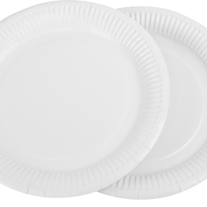 50pcs 7" Pure White Paper Plates Disposable Party Tableware Dessert Meal Eco-Friendly Dishes
