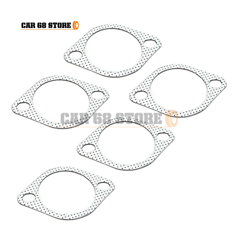 5Pcs/Set Car Exhaust Flange Gasket 3 Inch Ceramic Exhaust Pipe Metal Gasket With Reinforced Ring 3in 76mm Downpipe Auto Parts