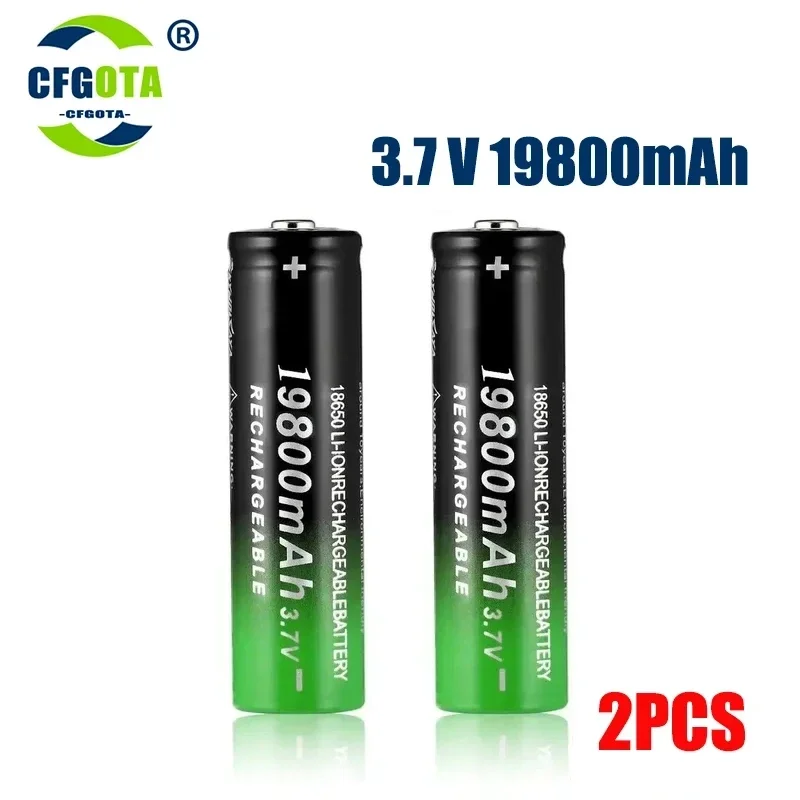 18650 Baterías de Litio Linterna 18650 Batería Recargable 3.7V 19800 Mah para Linterna + Cargador USB + Gratuita: Verde