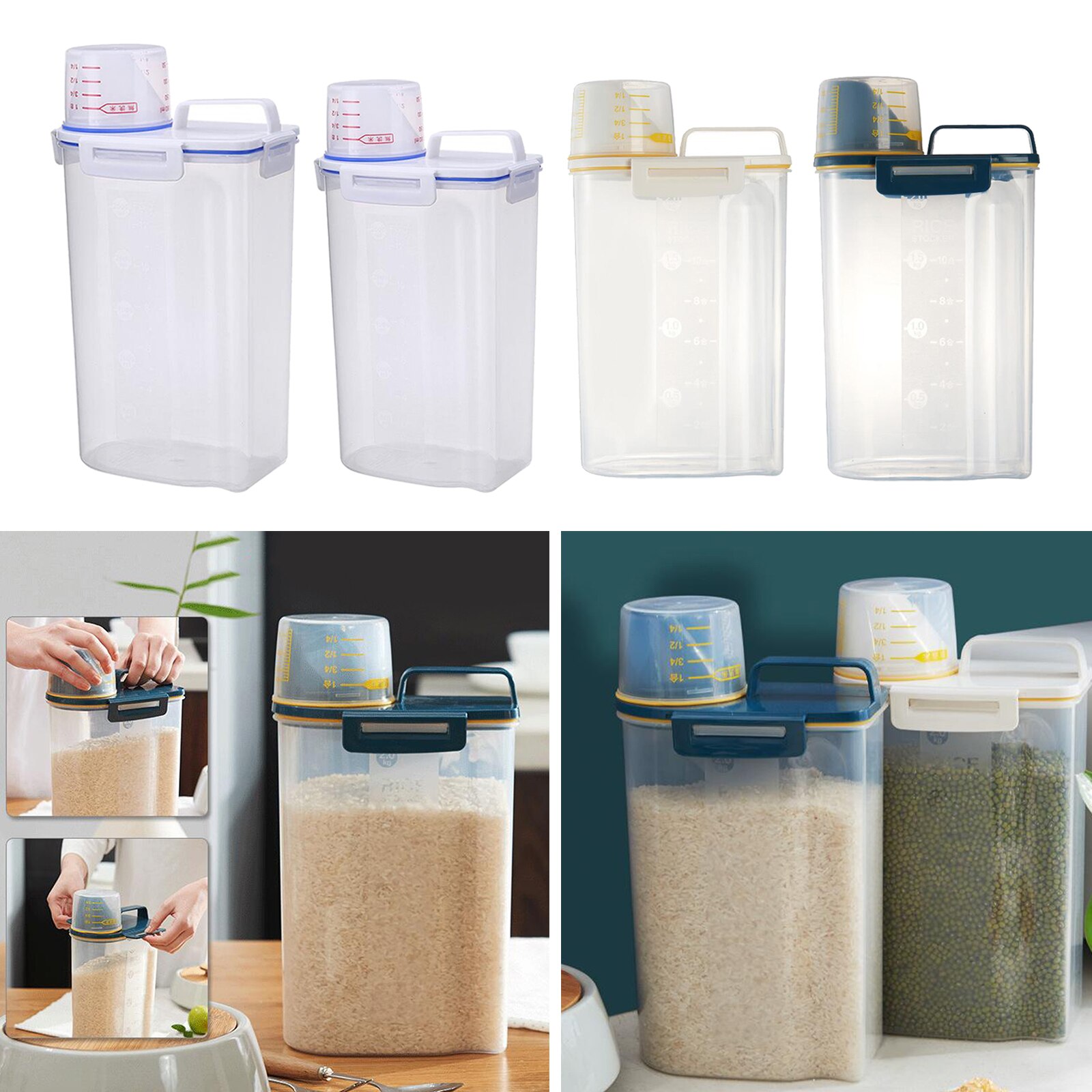 PP Food Storage Box Plastic Clear Container with Pour Lids Kitchen Storage Bottles Jars Dried Grains Dry Food Tank