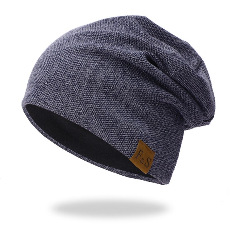 Gebreide Katoenen Mutsen Cap Lichtgewicht Thermische Anti-Koude Wind Hoed Outdoor Herfst Winter Joggle Sport Hoofddeksels: Dark Blue