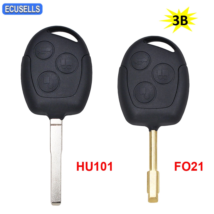 3 Knop Afstandsbediening Sleutel Case Shell Smart Autosleutel Behuizing Cover Fob Voor Ford Fiesta Focus Mondeo Ka FO21 Ongesneden blade