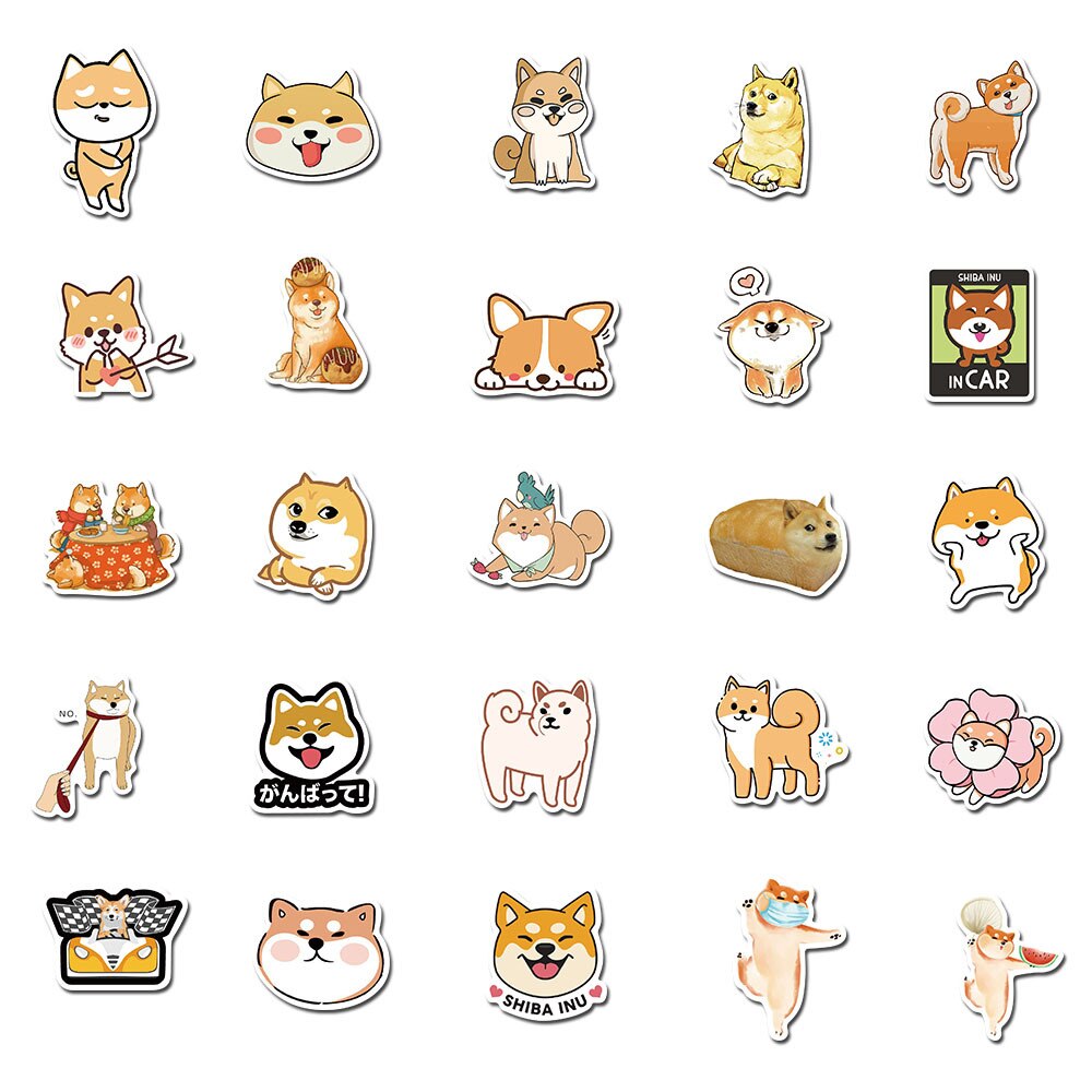 50pcs Corgi Pembroke Cartoon Stickers Cute Animals Dog For Moto Car & Suitcase Cool Laptop Stickers Skateboard Sticker