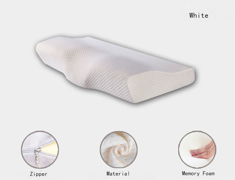 BEYOND CLOUD Butterfly Shaped Memory Pillows Relax Cervical Spine Adult Health Care Slow Rebound Memory Foam Neck Pillow 002: White