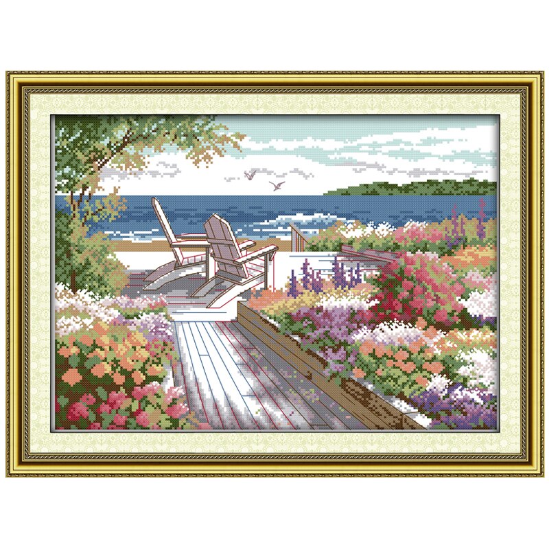 Seaside Landscapes Patterns Counted Cross Stitch 11CT 14CT Cross Stitch Set Cross-stitch Kits Embroidery Needlework