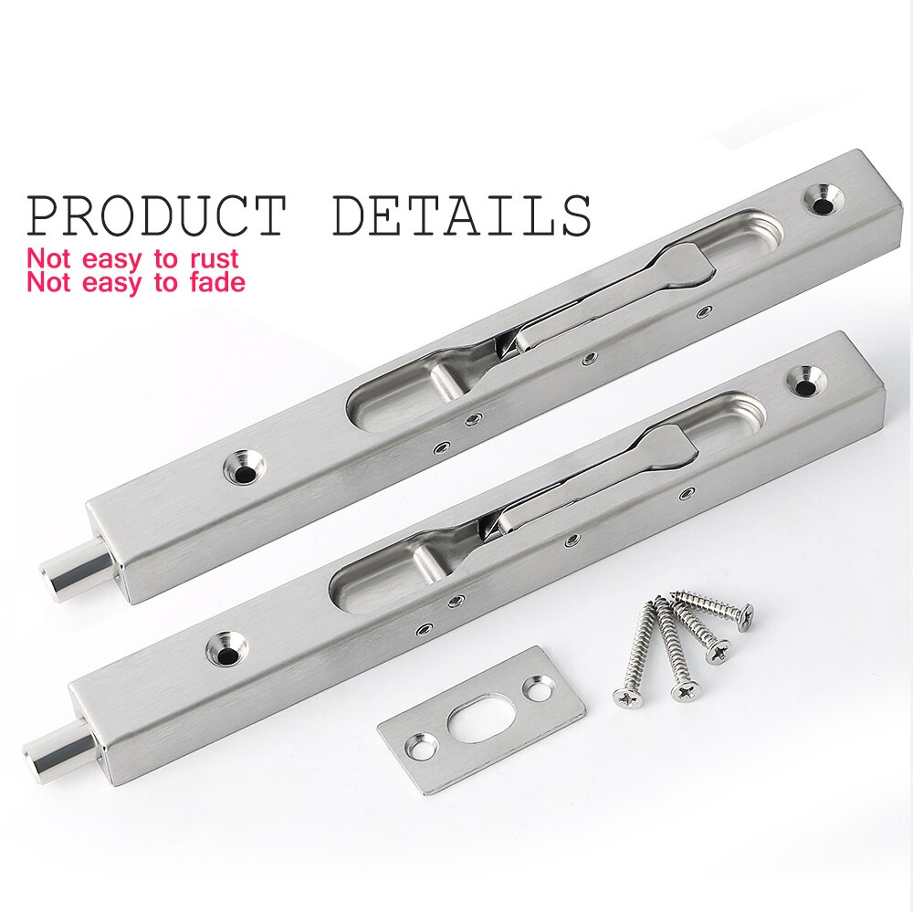 304 Stainless Steel Hidden Door Bolt Security Guard Door Latch 4/6/8/10 inch Sliding Door Lock Bathroom Bolt Dust Proof Hardware
