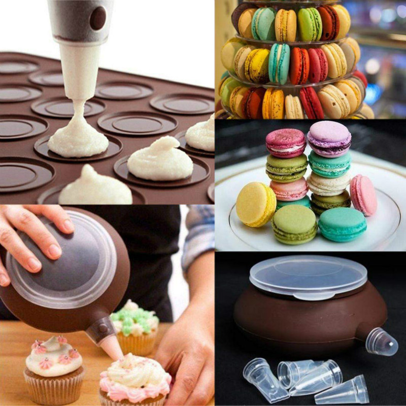 2 Stk/set Grote Bitterkoekje Kit Macaron Siliconen Mat Non-stick Bakvorm Set 48 Capaciteit Macaron Pot Cake Decorating levert