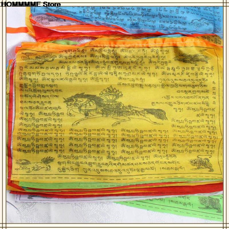 Drapeaux religieux tibétains de jardin, 20 feuilles, fournitures bouddhistes, couleur imprimée, drapeau de prière, bannière tibétaine, 5M, décoration de la maison