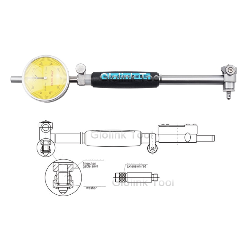 50-160mm Dial Bore Gauge Hole Diameter Measuring Gauge Inside Diameter Scale Cylinder Volume Meter Dial Indicator