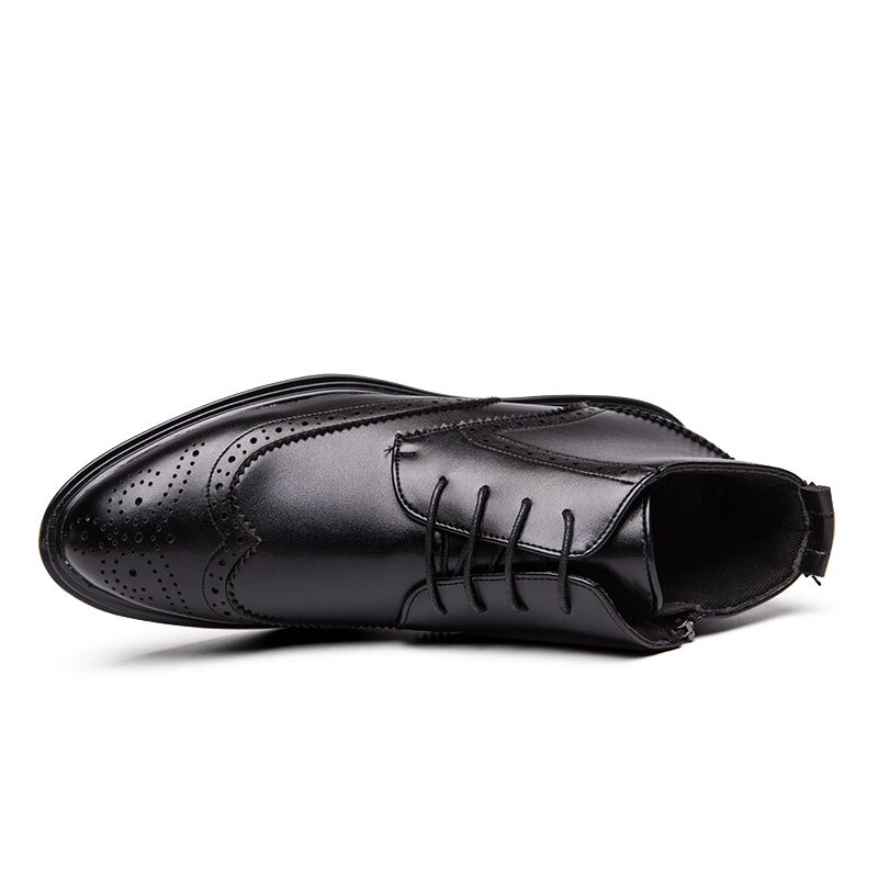 Italiensk klassisk læder mænd støvler formelle vinter varme mokkasiner homme stor størrelse retro støvle brogue oxford sko til mænd