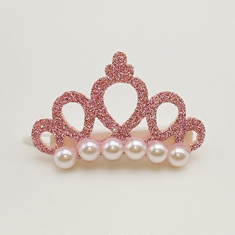 Lazos de poliéster con forma de corona de perlas sintéticas para perros pequeños, pinzas para el pelo de colores para mascotas, lazos para gatos, accesorios para mascotas: D